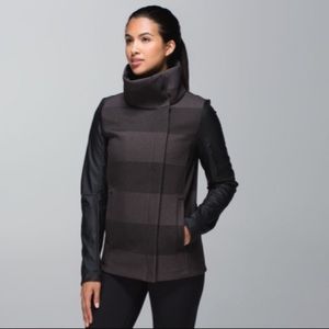 Lululemon brisky biker jacket. black and grey striped zip up. Perfect condition.